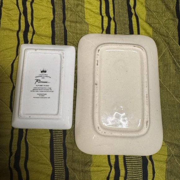 “K” & Floral Ceramic Trinket Tray Bundle - Picture 6 of 9